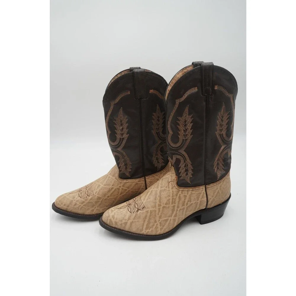 Abilene Men's Vintage Cowboy Elephant Print Leather Western Work Boots Size 11 D